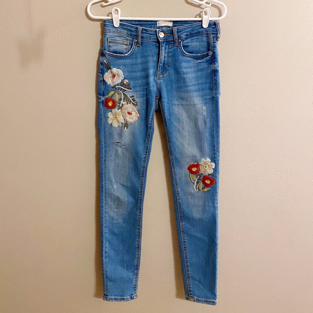 ZARA embroidered skinny jeans